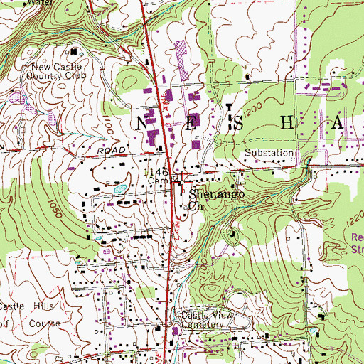 Topographic Map of Shenango Church, PA