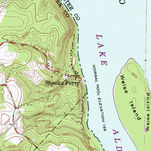 Topographic Map of Shenks Ferry, PA