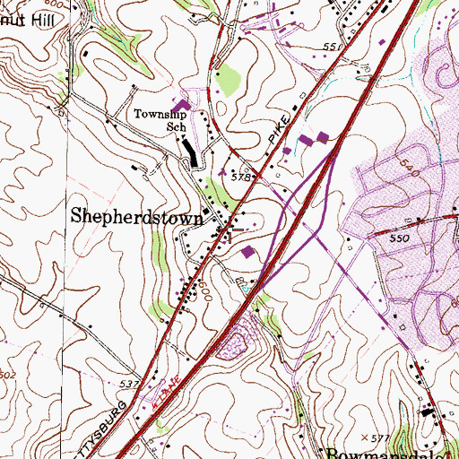 Topographic Map of Shepherdstown, PA