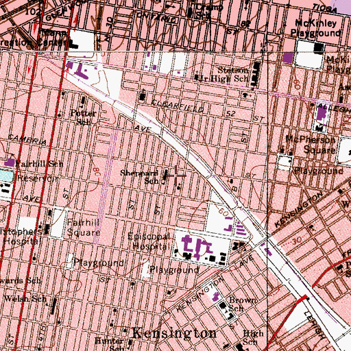 Topographic Map of Sheppard School, PA