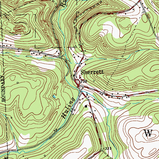 Topographic Map of Sherrett, PA