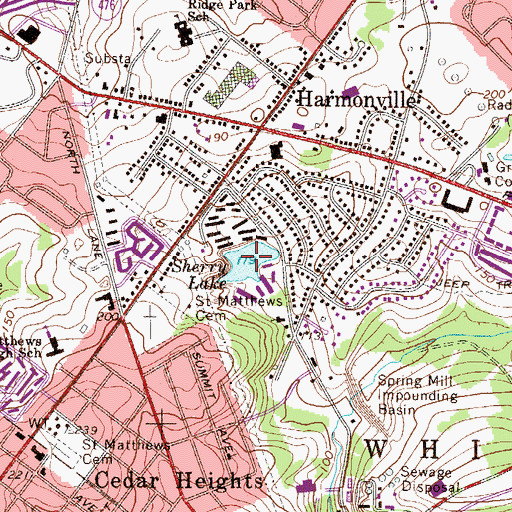 Topographic Map of Sherry Lake, PA