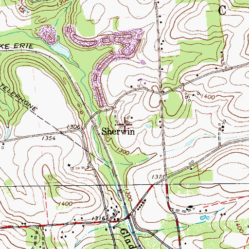 Topographic Map of Sherwin, PA