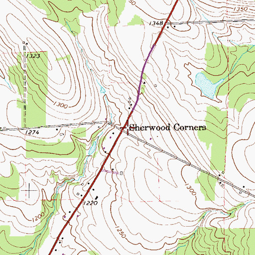 Topographic Map of Sherwood Corners, PA