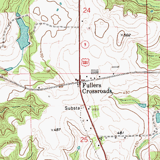 Topographic Map of Fullers Crossroads, AL