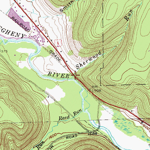 Topographic Map of Sherwood Run, PA