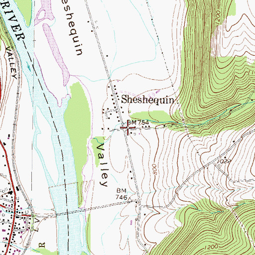 Topographic Map of Sheshequin, PA