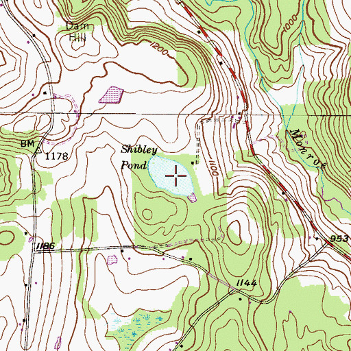 Topographic Map of Shibley Pond, PA