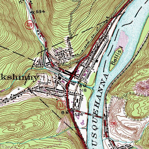 Topographic Map of Shickshinny, PA
