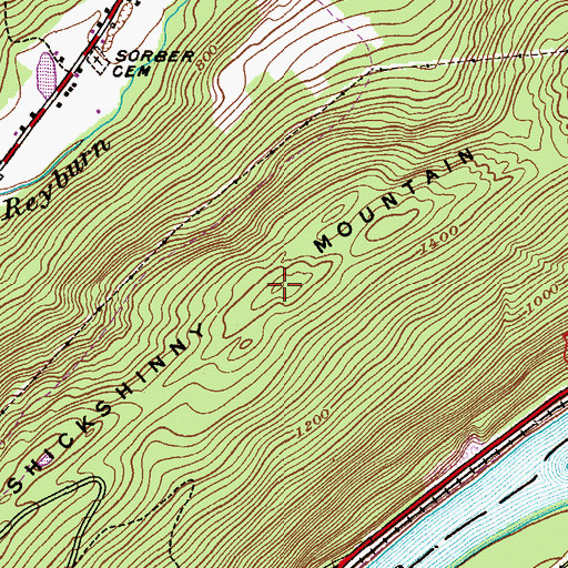 Topographic Map of Shickshinny Mountain, PA
