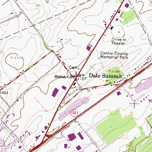 Topographic Map of Shiloh Church, PA