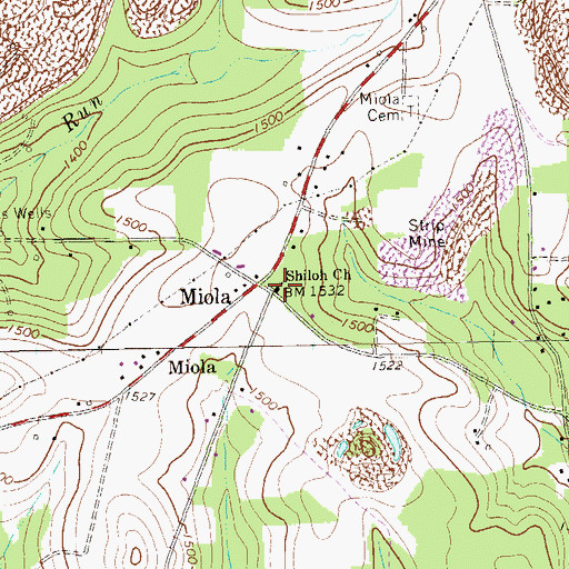 Topographic Map of Shiloh Church, PA