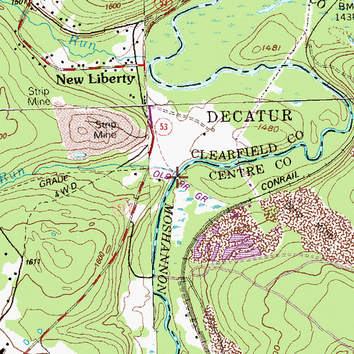 Topographic Map of Shimel Run, PA