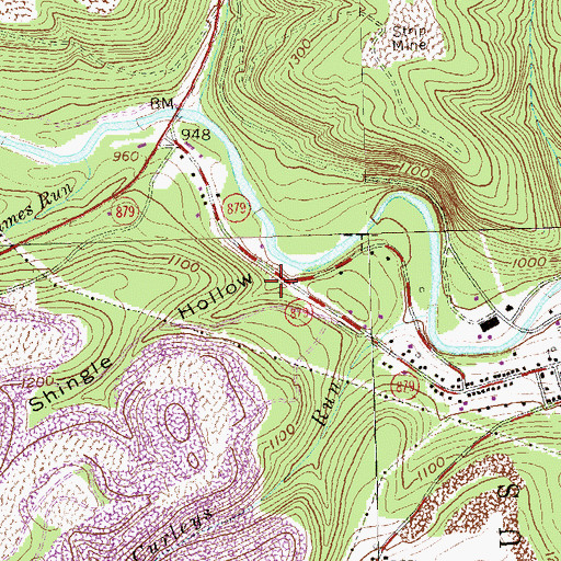 Topographic Map of Shingle Hollow, PA