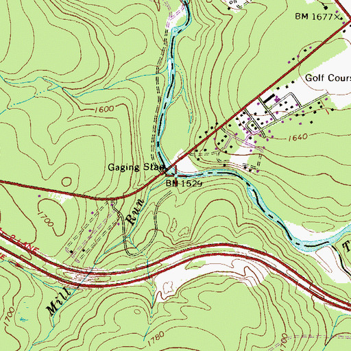 Topographic Map of Shingle Mill Run, PA