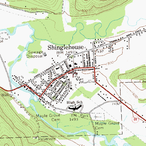 Topographic Map of Shinglehouse, PA