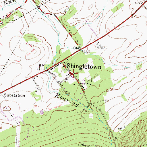 Topographic Map of Shingletown, PA