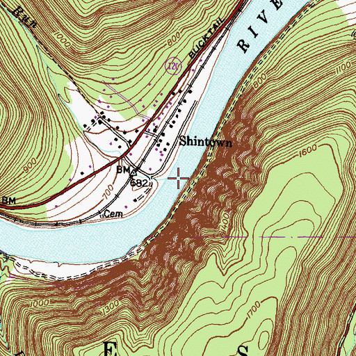 Topographic Map of Shintown Run, PA
