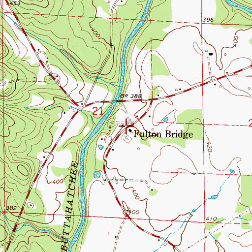 Topographic Map of Fulton Bridge, AL