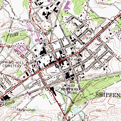 Topographic Map of Shippensburg, PA