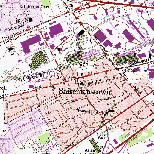 Topographic Map of Shiremanstown, PA