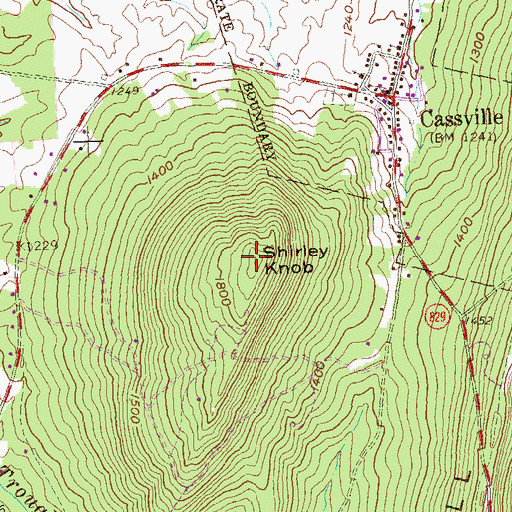 Topographic Map of Shirley Knob, PA