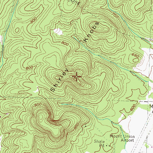 Topographic Map of Shirley Knobs, PA