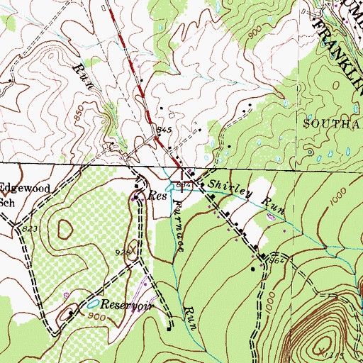 Topographic Map of Shirley Run, PA