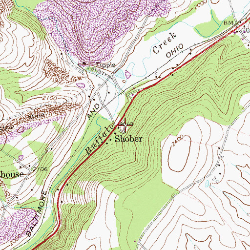Topographic Map of Shober, PA