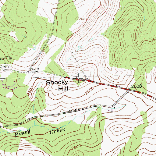 Topographic Map of Shocky Hill, PA