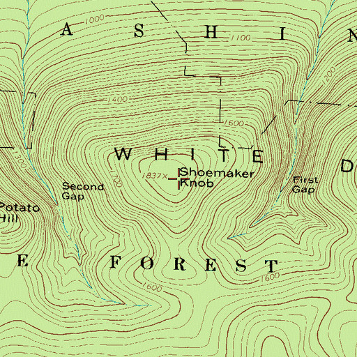 Topographic Map of Shoemaker Knob, PA