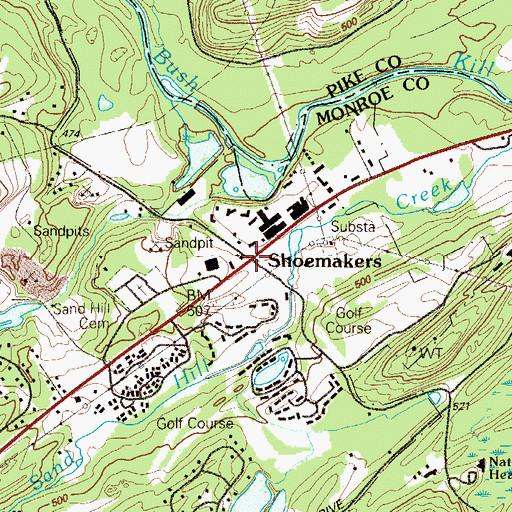 Topographic Map of Shoemakers, PA