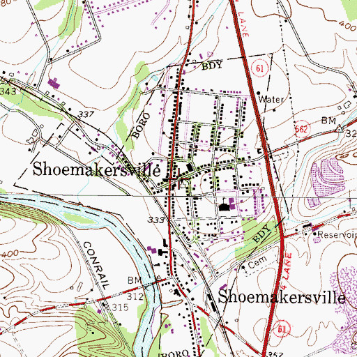 Topographic Map of Shoemakersville, PA