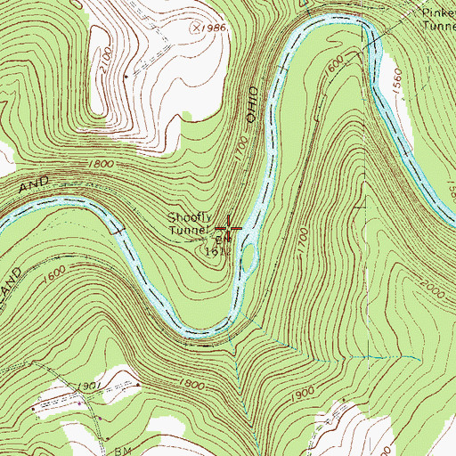 Topographic Map of Shoofly Tunnel, PA