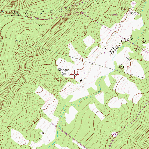 Topographic Map of Shope Cemetery, PA