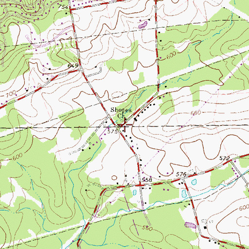 Topographic Map of Shopes United Methodist Church, PA
