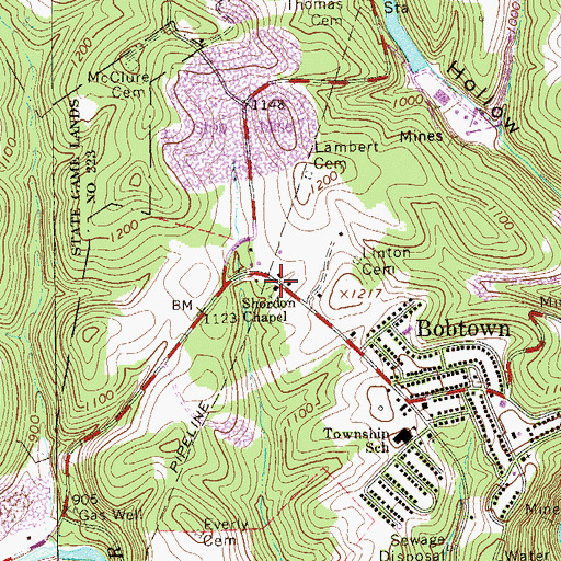 Topographic Map of Shordon Chapel, PA