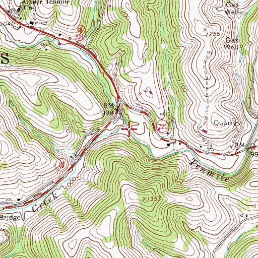 Topographic Map of Short Creek, PA