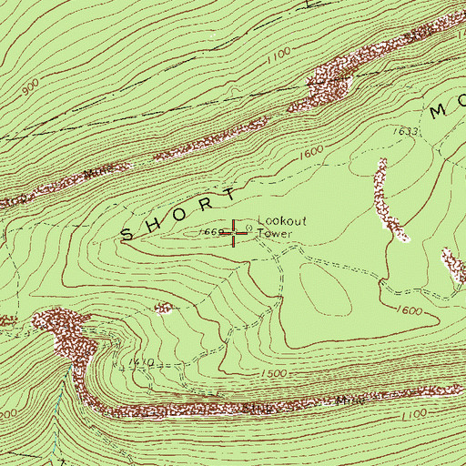 Topographic Map of Short Mountain, PA