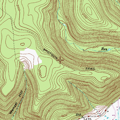 Topographic Map of Shotgun Trail, PA