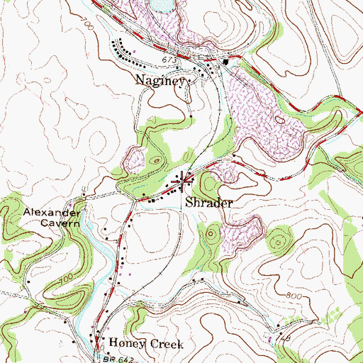 Topographic Map of Shrader, PA