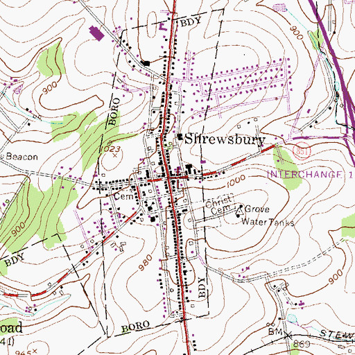 Topographic Map of Shrewsbury, PA