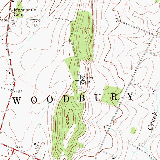 Topographic Map of Shriver Cemetery, PA