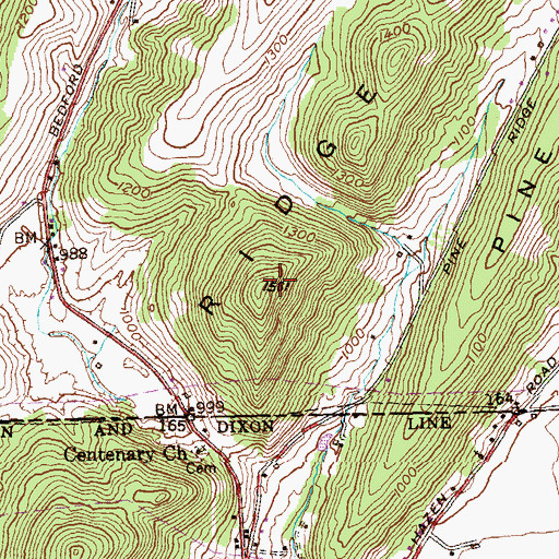 Topographic Map of Shriver Ridge, MD