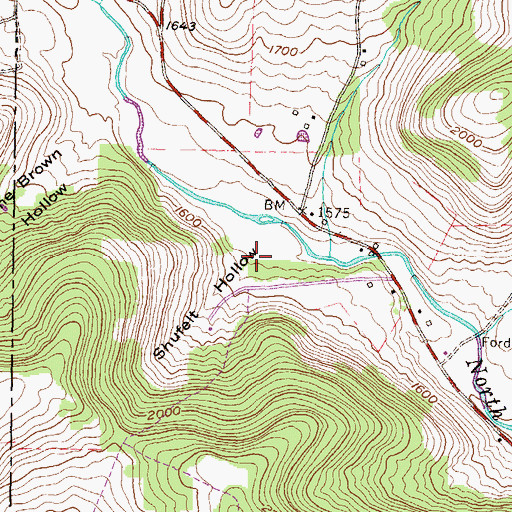 Topographic Map of Shufelt Hollow, PA