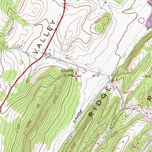 Topographic Map of Shultz Cemetery, PA