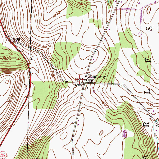 Topographic Map of Shumway Hill Cemetery, PA