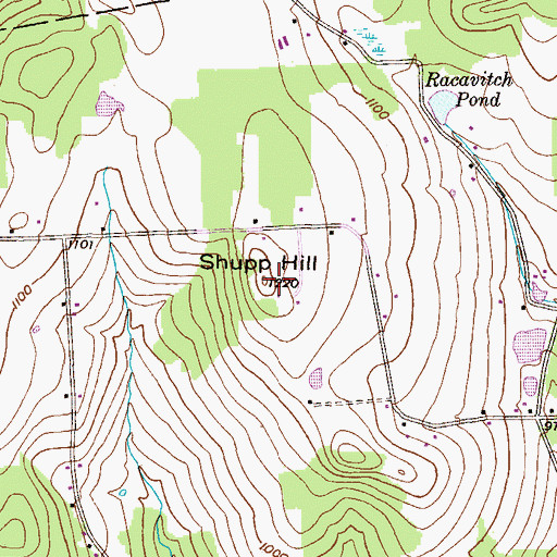 Topographic Map of Shupp Hill, PA