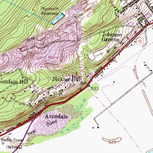 Topographic Map of Sickler Hill, PA