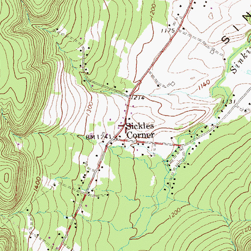 Topographic Map of Sickles Corner, PA
